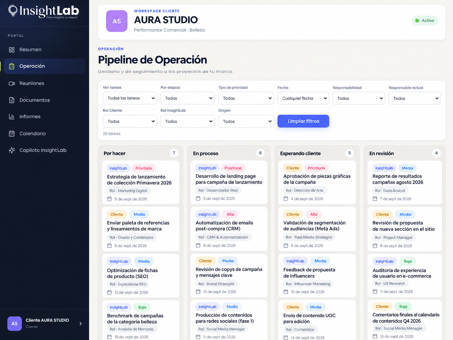Plataforma de operaciones desarrollada por InsightLab